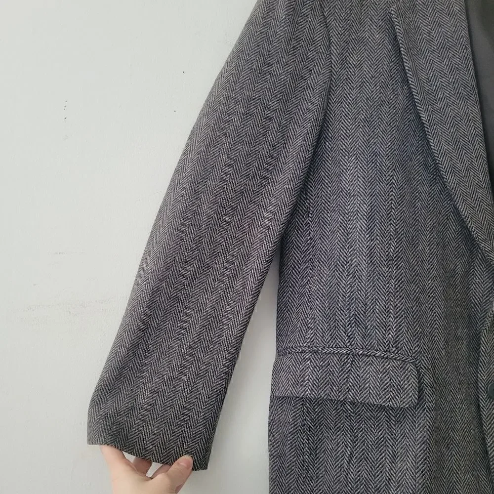 Towncraft Wool Sport Coat Blazer Black/Gray 44R Lambswool